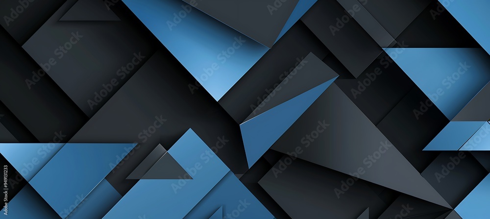 Fototapeta premium A Tech-Inspired Geometric Abstract Black and Blue Background