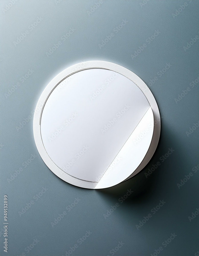Blank white round adhesive stickers mock up with curved corner Blank white round adhesive stickers mock up with curved corner