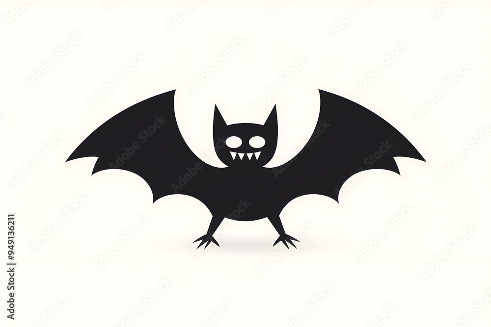 Minimalist bat illustration with wide wings and a playful smile on a light background, highlighting a fun and modern Halloween theme. Minimalist bat illustration with wide wings and a playful smile on a light background, highlighting a fun and modern Halloween theme.