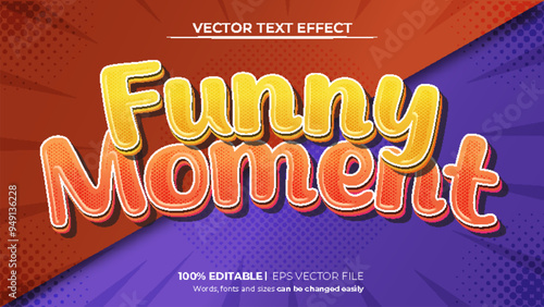 Editable text effect funny moment 3d cartoon template style premium vector