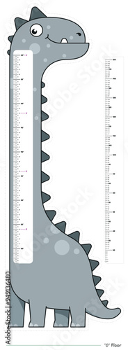 Printable dinosaur height chart for child's rooms. This height chart is designed as a fun wall decor and a tool for measuring kids' height.