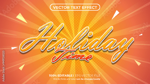 Vector holiday time editable 3d text effect template with cartoon gradient background