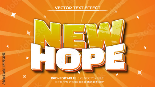 Editable text effect new hope 3d Cartoon template style premium vector