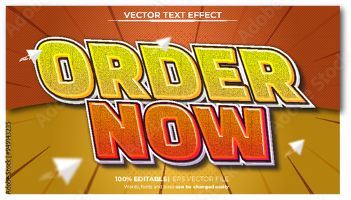 Vector order now bold 3d editable text effect style
