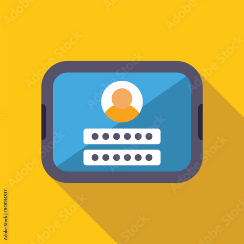 Mobile phone is displaying user profile with login and password form for website or application