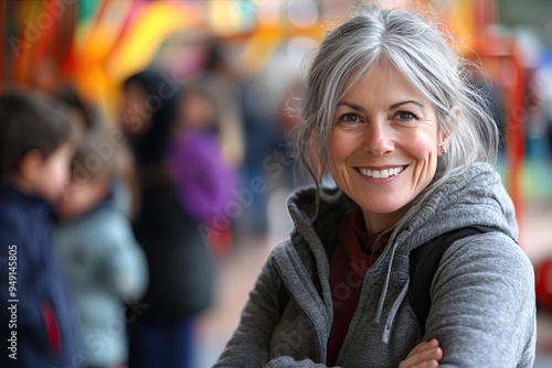 Wallpaper Mural Smiling woman with gray hair. Perfect for websites, social media, and blogs. Torontodigital.ca