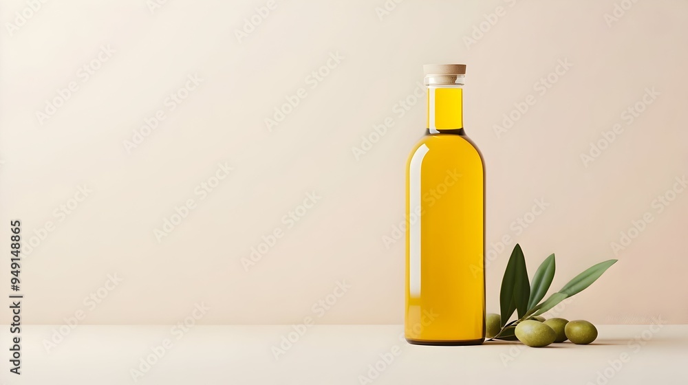 Bottle of Fresh Olive Oil with Olives on Wooden Table for Healthy Mediterranean Cooking Bottle of Fresh Olive Oil with Olives on Wooden Table for Healthy Mediterranean Cooking