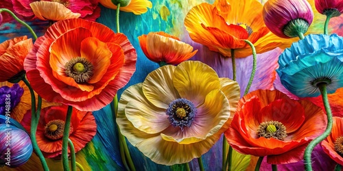 Wallpaper Mural Sculptural textured design with bold brushstrokes and bright poppy color evoke playful and whimsical Torontodigital.ca