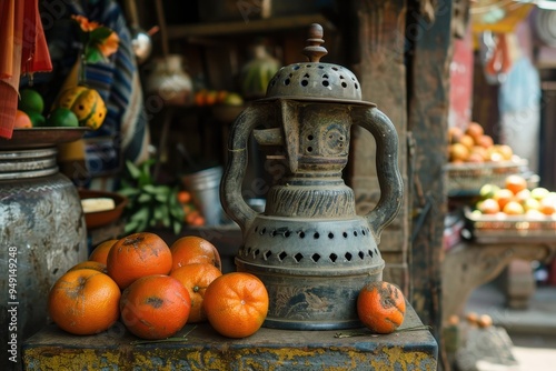 Antique orange juicer from Nepal photo