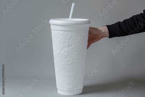 Big Styrofoam cup and straw photo