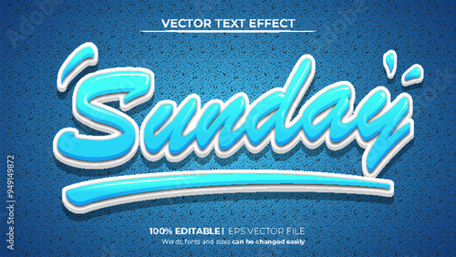 Editable cartoon text effect sunday font style