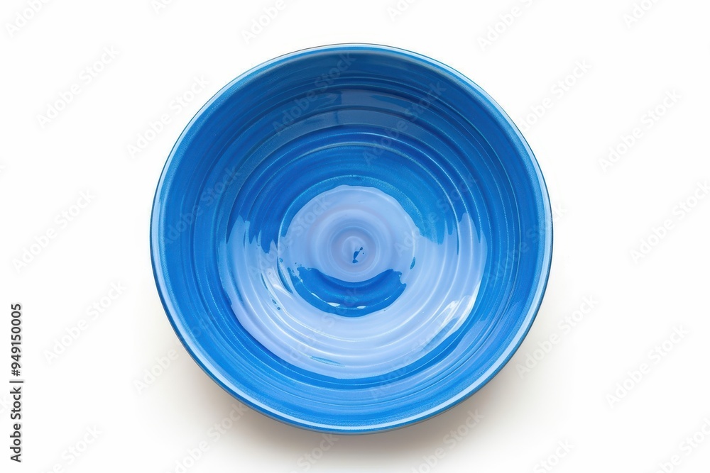 Blue plate with kitchen utensils and design element on white background Blue plate with kitchen utensils and design element on white background