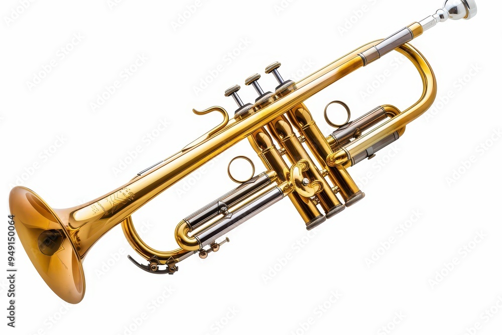 Fototapeta premium Brand new trumpet isolated on white background