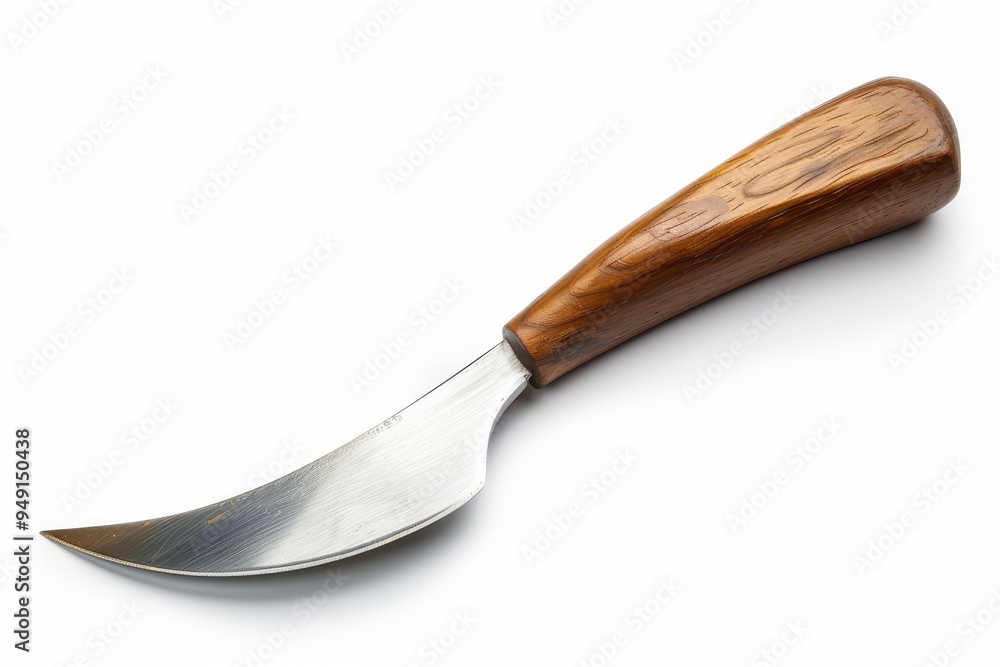 Fototapeta premium Cheese knife with wooden handle on white background