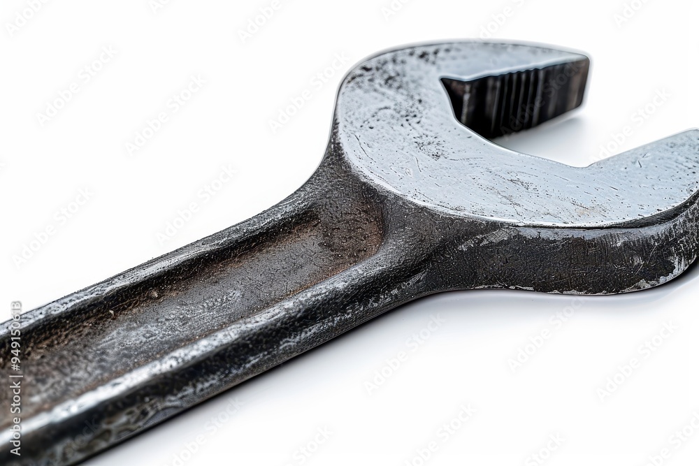 Close up isolated steel wrench on white background Close up isolated steel wrench on white background