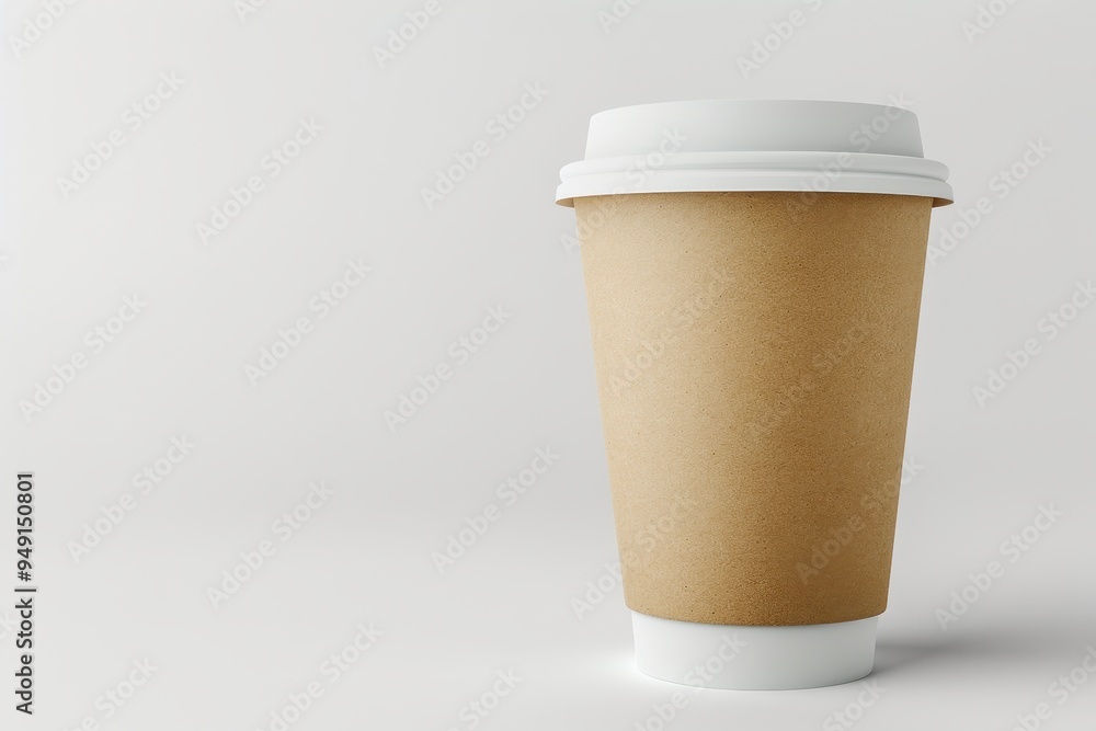 Coffee cup mock up on white background with lid and holder Coffee cup mock up on white background with lid and holder