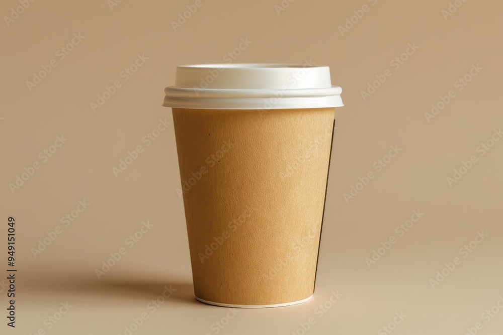 Coffee to go in paper cup with plastic lid on light background Coffee to go in paper cup with plastic lid on light background