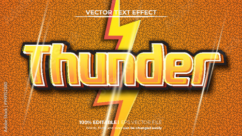 Vector 3d thunder sparkle text style effect template editable text effect