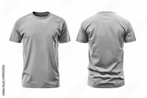 Grey men s t shirt mockup on white background for design and print photo