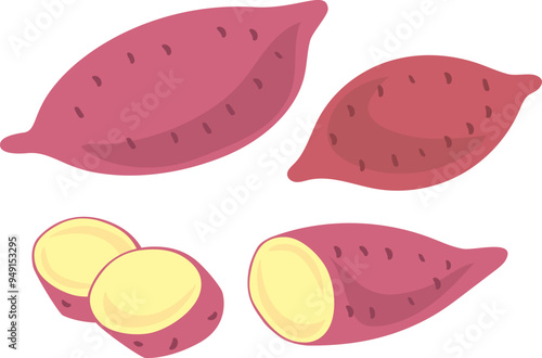 サツマイモのイラストセット1