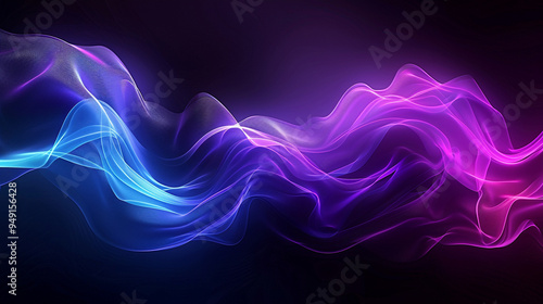 flowing neon purple and blue wave on a dark background, futuristic influence style