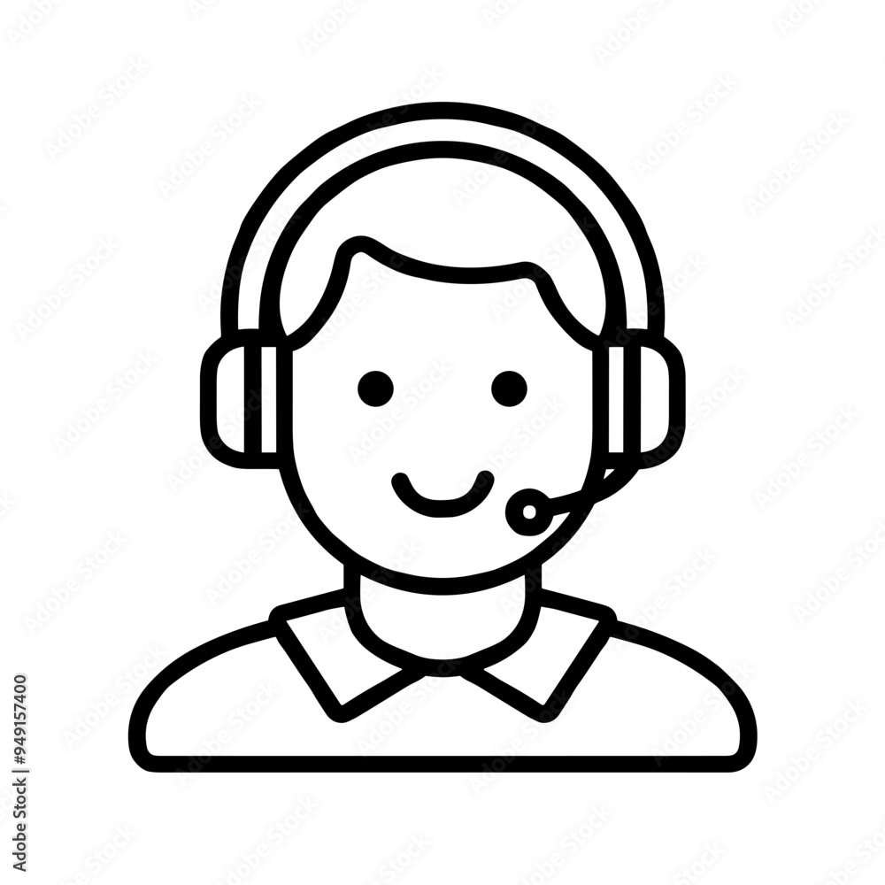 A cheerful call center representative is depicted wearing a headset, offering support and assistance to customers while working remotely, showcasing professionalism A cheerful call center representative is depicted wearing a headset, offering support and assistance to customers while working remotely, showcasing professionalism