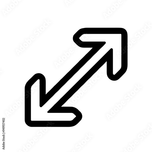 Two opposing arrows in black and convey a sense of growth, expansion, or movement, providing a minimalist design element ideal for various applications
