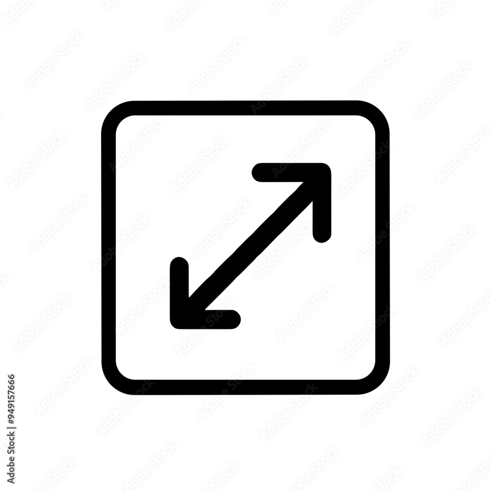 The graphic features a clear, minimalistic design showing a resize icon with arrows pointing diagonally outward within a square border, commonly used in software The graphic features a clear, minimalistic design showing a resize icon with arrows pointing diagonally outward within a square border, commonly used in software