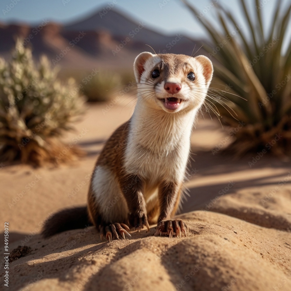 Cute Adorable Furry Ferret Mammal Animal in the desert Cute Adorable Furry Ferret Mammal Animal in the desert