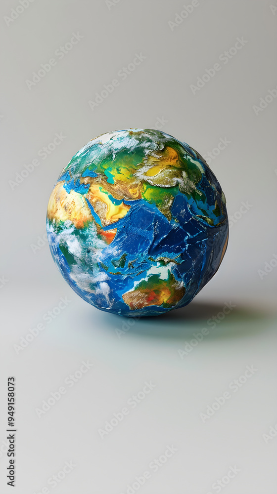 Detailed High-Resolution Globe Highlighting Earth's Continents and Oceans with Realistic Lighting and Depth Detailed High-Resolution Globe Highlighting Earth's Continents and Oceans with Realistic Lighting and Depth