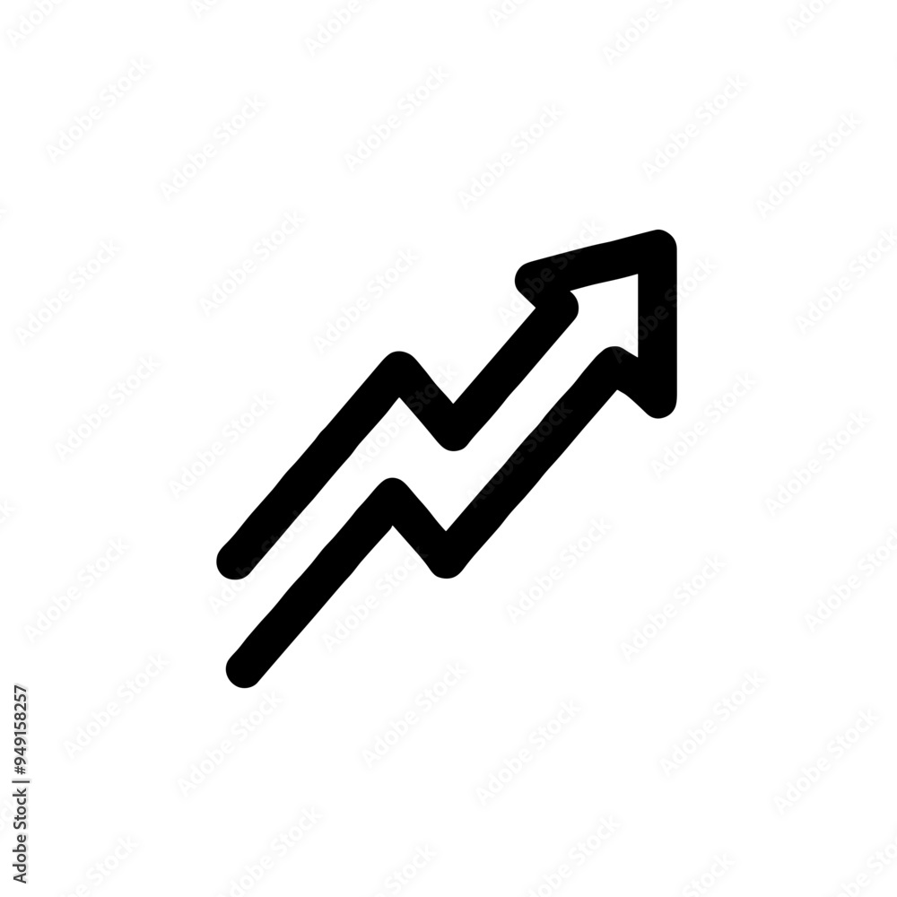 A black arrow with zigzagging lines points upwards, representing growth and success on a clean backdrop, conveying a sense of positive momentum A black arrow with zigzagging lines points upwards, representing growth and success on a clean backdrop, conveying a sense of positive momentum