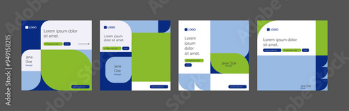 instagram webinar social media template banner slider carousel post online seminar web summit business flat templates navy blue green color flat modern minimal poster square size design background
