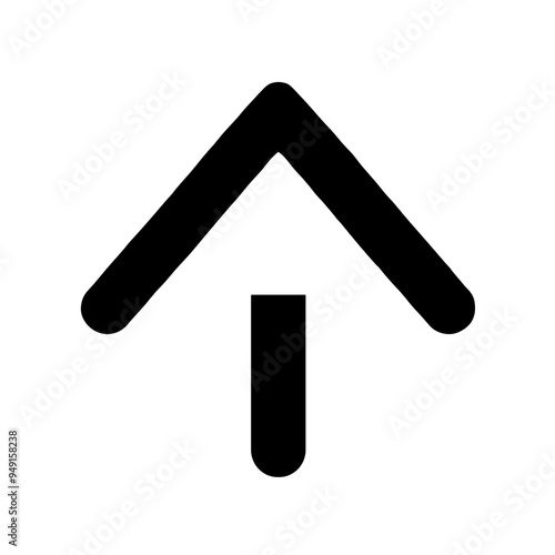 An upward-pointing arrow graphic symbol often employed in various contexts, such as navigation, design, and user interfaces to indicate movement or direction