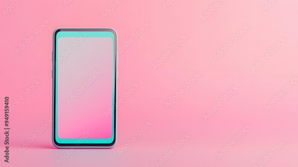 A smartphone with a vibrant social media feed, front view, reflecting digital lifestyle trends, cybernetic tone, Analogous Color Scheme A smartphone with a vibrant social media feed, front view, reflecting digital lifestyle trends, cybernetic tone, Analogous Color Scheme
