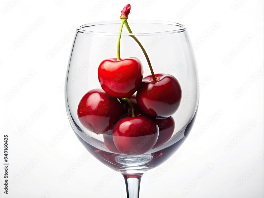 wine glass with cherry on white background ripe red fruit still life wine glass with cherry on white background ripe red fruit still life