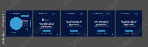 online webinar conference social media template post slider carousel banner poster web summit seminar online business flat blue green color background minimal design square size poster templates