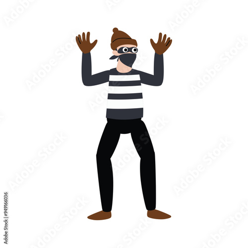 caught thief pose flat illustration