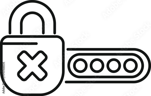 Simple padlock icon with a cross showing wrong password attempt