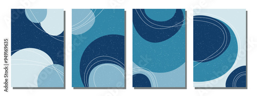 Winter background. Blue and light blue winter backgrounds with snow and abstract shapes.