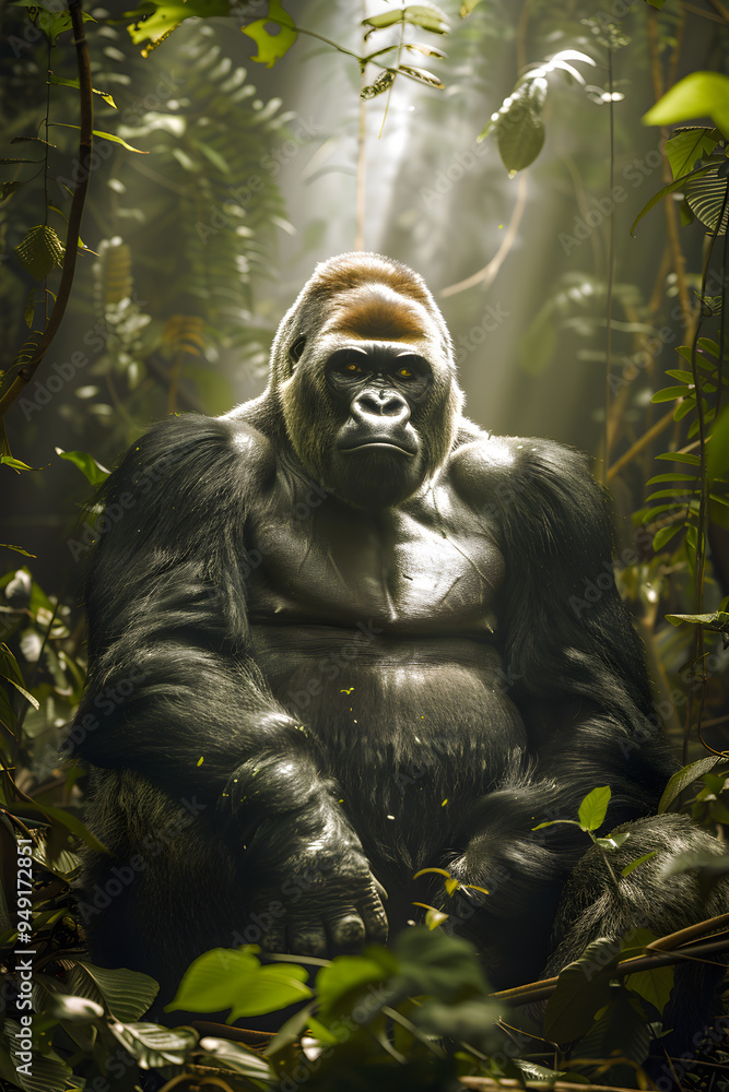 Majestic Gorilla in Serene Tropical Jungle Setting Capturing the Essence of Wildlife Majestic Gorilla in Serene Tropical Jungle Setting Capturing the Essence of Wildlife