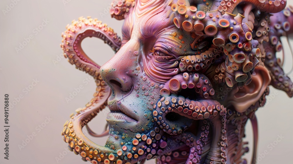 custom made wallpaper toronto digitalSurreal Humanoid with Octopus Tentacles - Digital Art