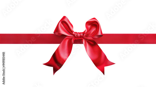 Red ribbon and bow isolated on white background