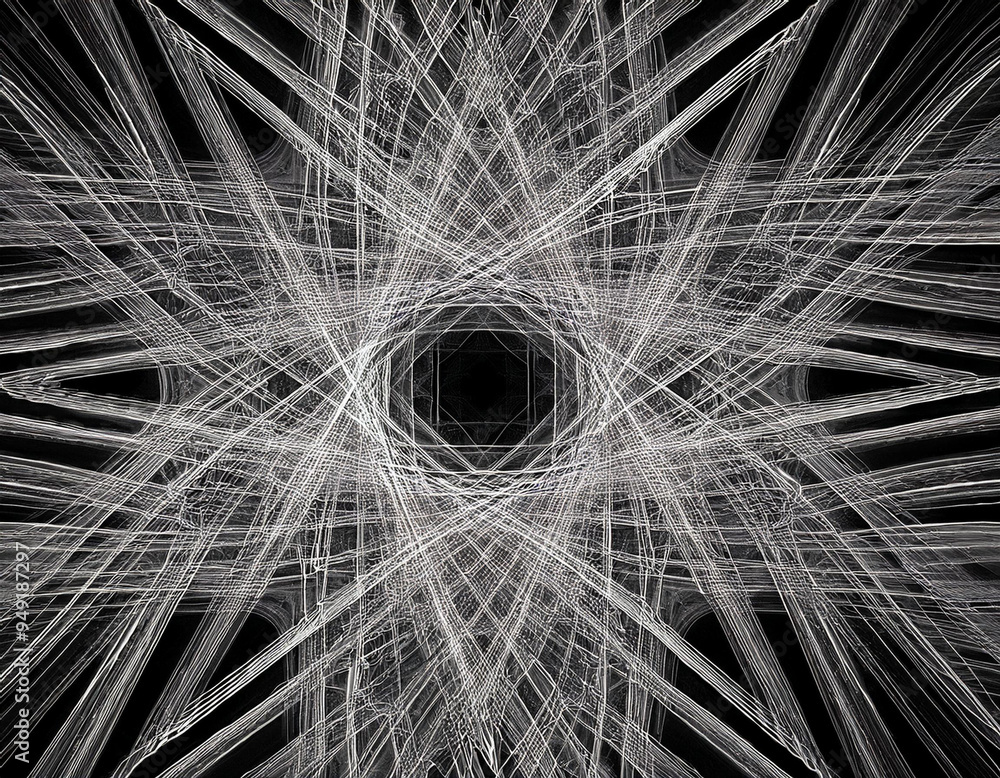 Obraz premium Intricate Geometric Fractals Abstract Digital Symmetry in Complex Mathematical Patterns
