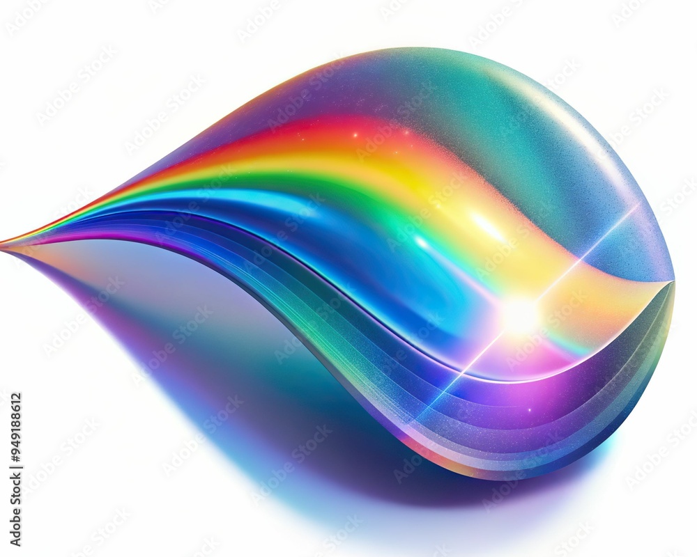 3d Liquid Render. Brush Strokes Creating Iridescent Flow For Modern Art ...