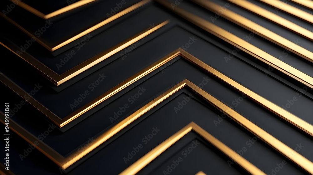 Geometric gold lines and ornate Art Deco patterns overlaid with abstract black forms in double exposure, creating a luxurious, high-contrast image Geometric gold lines and ornate Art Deco patterns overlaid with abstract black forms in double exposure, creating a luxurious, high-contrast image