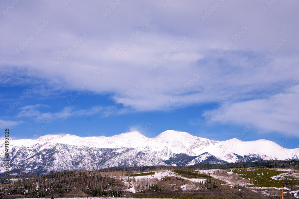 Fototapeta premium Snow Swept Mountains in the Distance