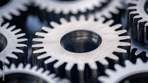 A close-up of circular metal gears interlocking, representing teamwork and precision.