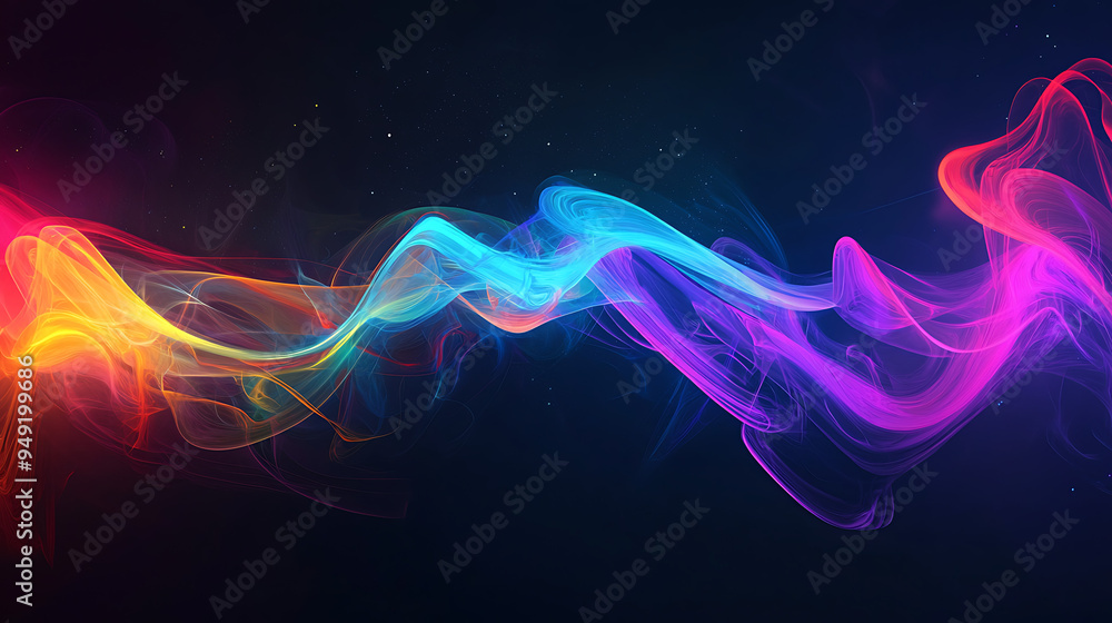 Fototapeta premium Colorful Light Waves Abstract Background, digital art