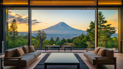 夏の富士山を望むリビング photo