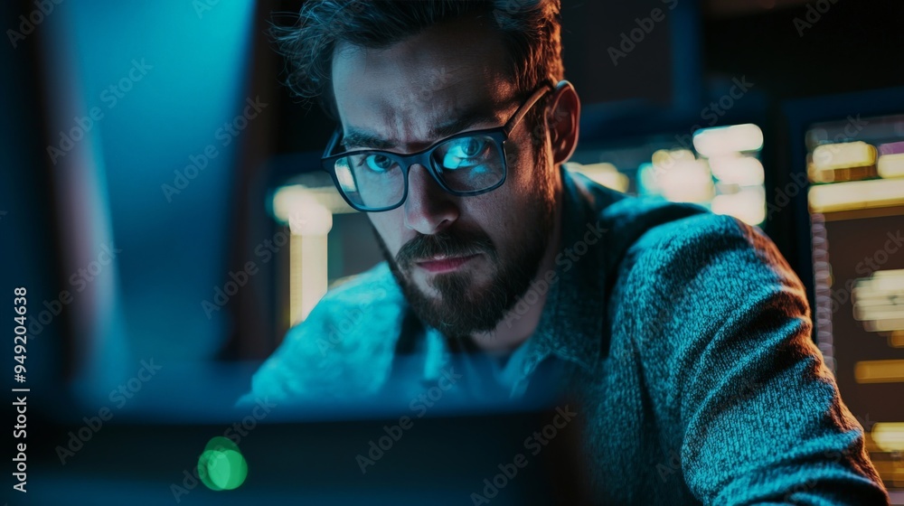 A cybersecurity expert analyzing a security breach, intense and critical response A cybersecurity expert analyzing a security breach, intense and critical response